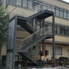 Exterior Staircase Metal Stairs With Rod Bar Rail Stair Railing Escape Stairs