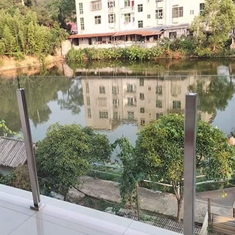 Stainless Steel Brushed Customized Security 6-20mm Glass Balustrade Railing Post Villa Indoor Staircase Easy DIY