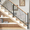 Modern Indoor Outdoor Stair Villa Balustrade with Black Stainless Steel Posts and Wooden Handrail for Hospital and Hotel Use