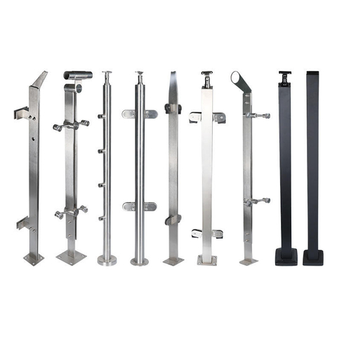 Factory Price Polished Finished Glass Balcony Outdoor Metal Stair Railing