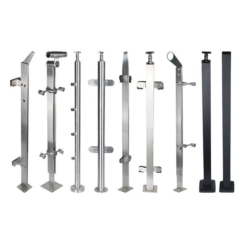 Factory Price Polished Finished Glass Balcony Outdoor Metal Stair Railing