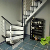 Modern Steel Stairway Punching Iron Guardrail Narrow Solid Wood Pedal Installation Simple Black Plate Staircase