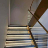 L Shape Interior Modern Staircase Design Frameless Glass Railing Wood Staircase - ID 1601799848111