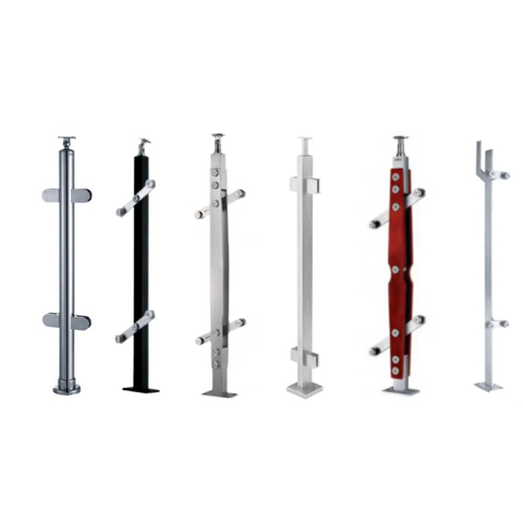 Glass Balustrade Post with Stainless Steel Handrail square Tube or Round Fence Post Balustrade with Tempered Glass - ID 1601833963126
