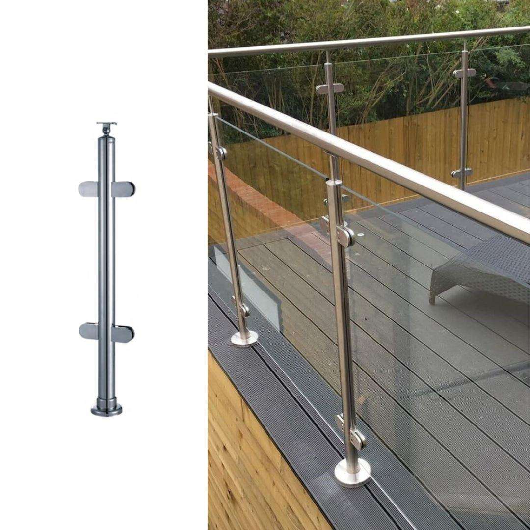 Stainless Steel Fish Mouth Glass Railing Post Clip Staircases Balustrade Post Corner Post
