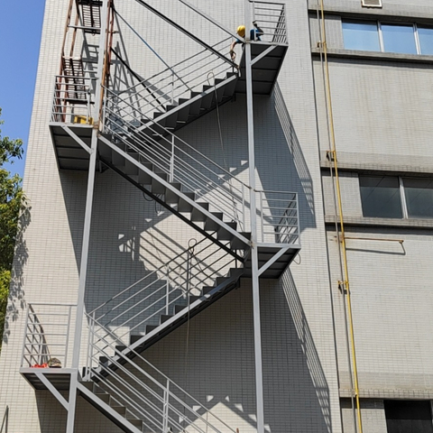 Outdoor Prefabricated Metal Fire Escape Steel Stairs Building