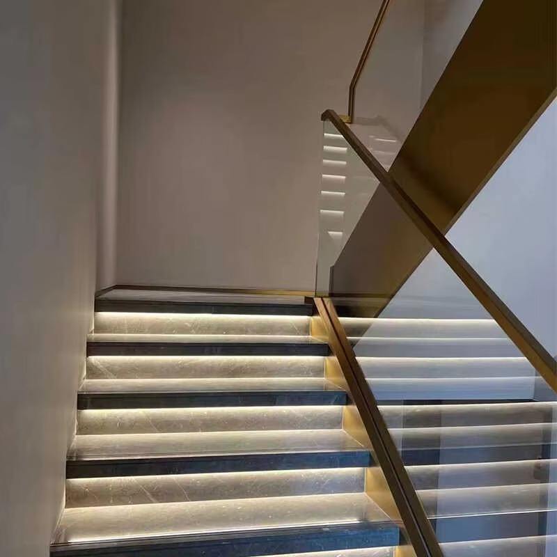 USA Standards Double Side Stringer Stairs Wood Staircase U Channel Beam Stairs for Villa