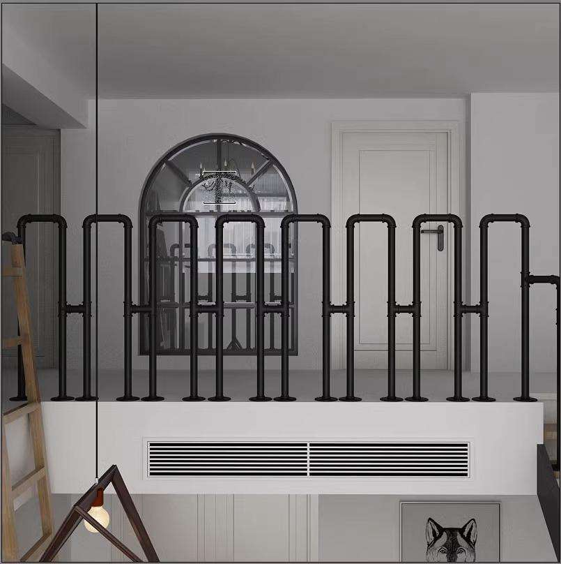 Industrial Malleable Iron Hand U-shaped Railing Pipe U Handrail for Stairs Porch Garden Loft Corridor Indoor Outdoor