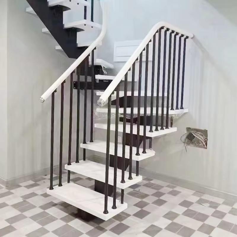 Modern Villa Indoor Prefabricated Floating Stairs with LED Light Solid Wooden Straight Stairs Glass Railing for Apartments