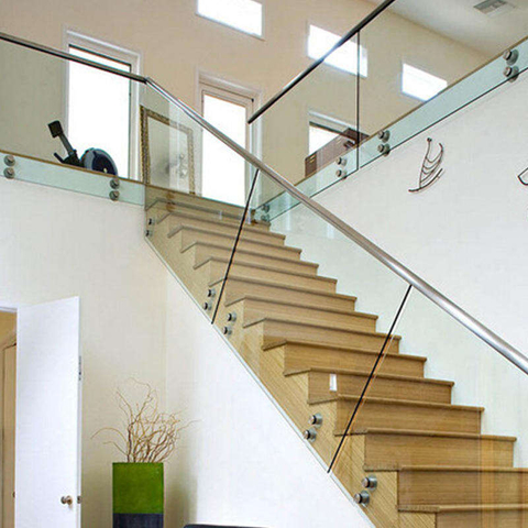 North American Modern Steel Stair Interior Straight Floating Staircase With Wood Tread and Tempered Glass Railing