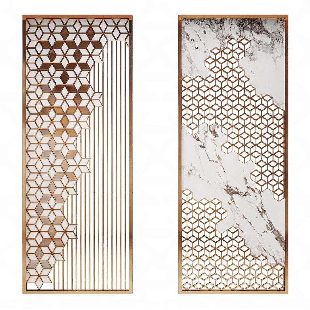 Hot Sale Modern Stainless Steel Metal Decorative Indoor Divider Screen Room Partitions Panel for Bank Hall