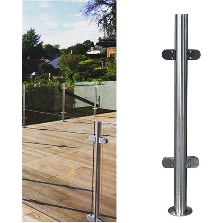 Indoor Staircase Glass Balustrade Post Stainless Steel Stair Glass Railing Clamp Designs