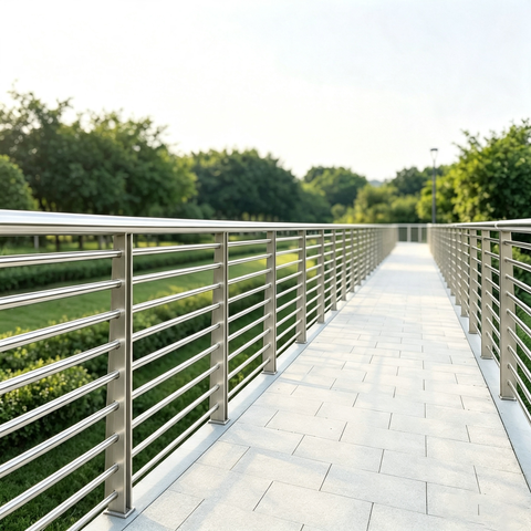 Security Isolation Fence Bridge Railing Overpass Sidewalk Guardrail River Landscape Traffic Barrier