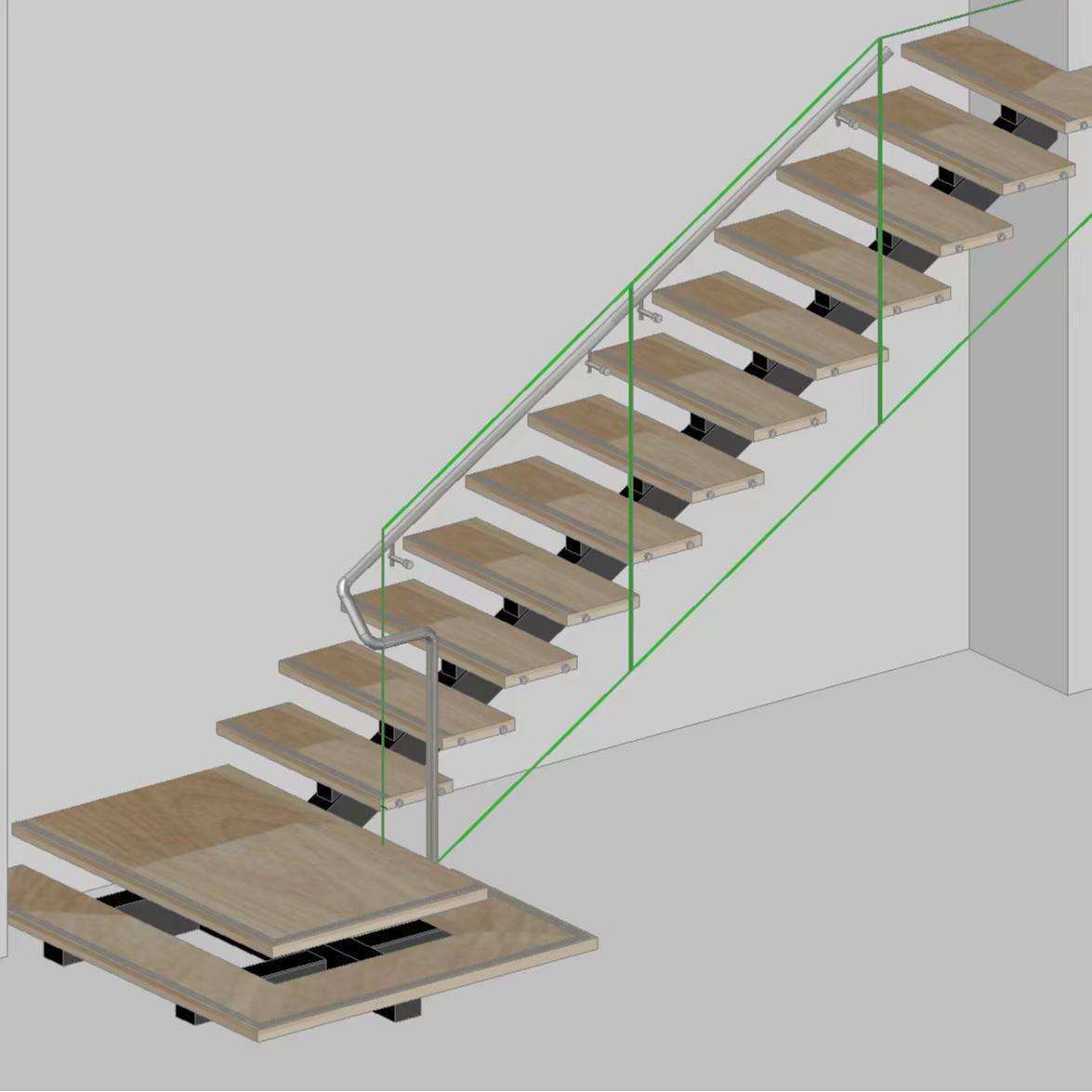 China Manufacturer Staircase Metal Stringer Floating Stairs Indoor Central Straight Riser for Small Spaces
