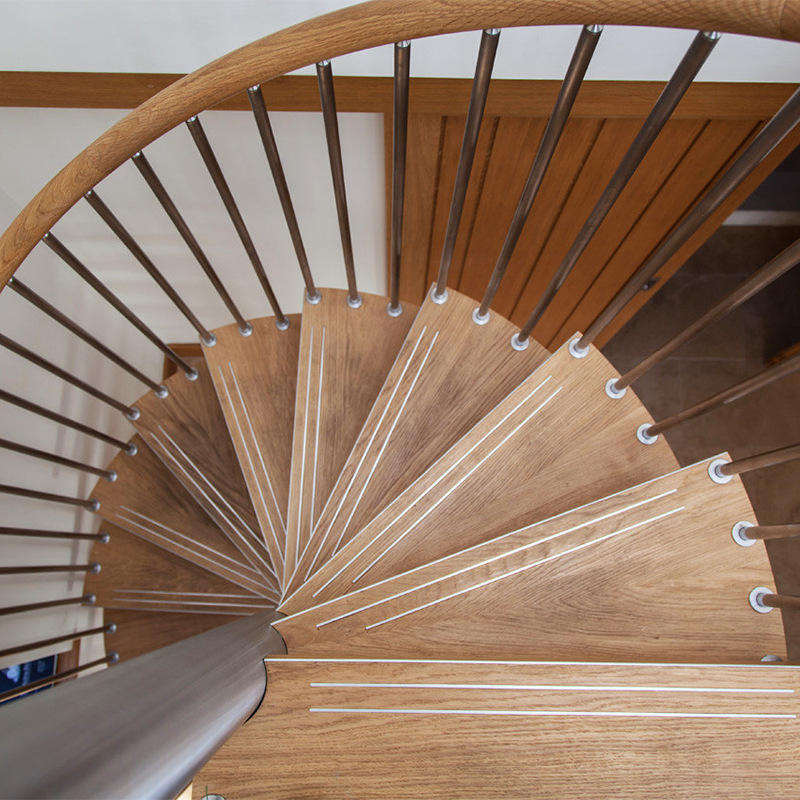 Wooden Step Staircase White Spiral Dedicated Outlook Balustrade Plate Railing Design Staircase - ID 1601799963479