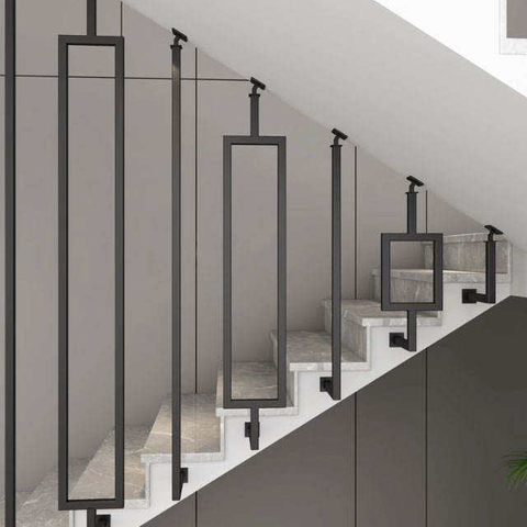 Stair Parts Staircase New Design Indoor Decoration Golden Square Wrought Iron Baluster Solid Steel Railing