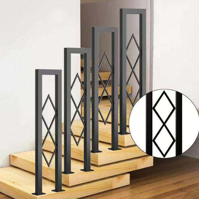 Indoor Black Carbon Steel Railing Designs for Balcony Luxury Stainless Steel Gold Stair Railing