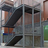 Factory Price Modern Indoor Hall Exterior Galvanized Steel Fire Escape Straight Stair Customized Colors Handrail Staircase