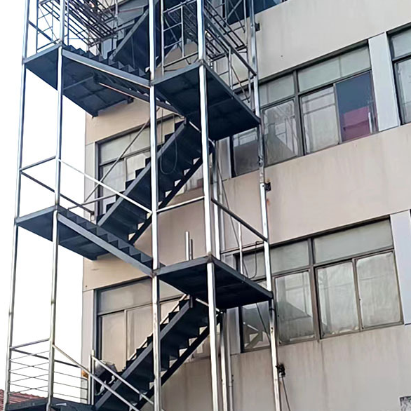 Outside Emergency Fire Escape Stairs High Ceiling Fire Escape Ladder Climbing Safety Staircase