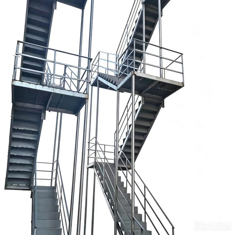 Outdoor Steel Structure Stair Railing Welding Processing Installation Steel Tread Platform Ladder