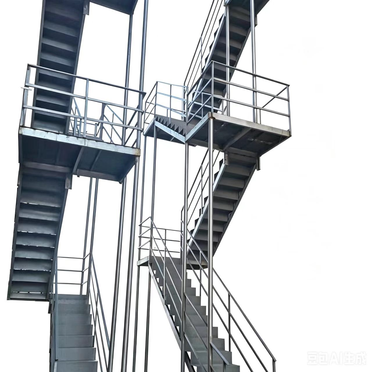 Outdoor Steel Structure Stair Railing Welding Processing Installation Steel Tread Platform Ladder