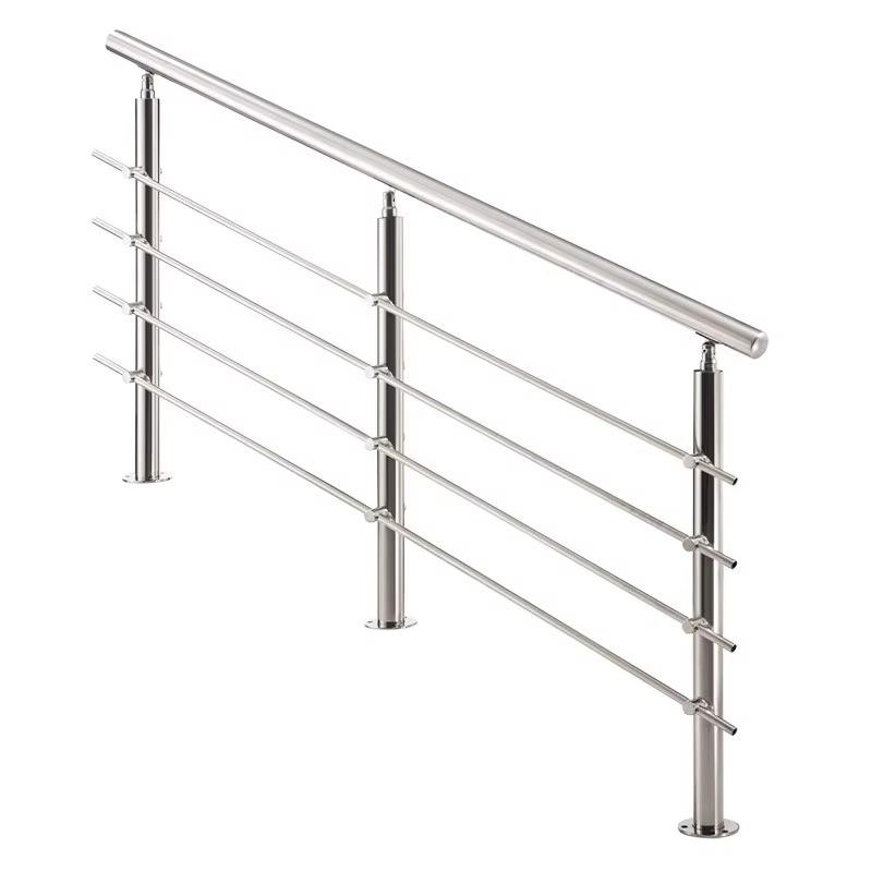 Low Maintain Round Rod Outdoor Indoor Pipe Post Balustrade Handrails Stainless Steel Cross Tube Railing