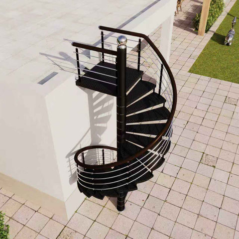 Prefabricated Spiral Stairs Customize Small Space Powder Coated Center Beam Wooden Spiral Stairs - ID 1601823319526