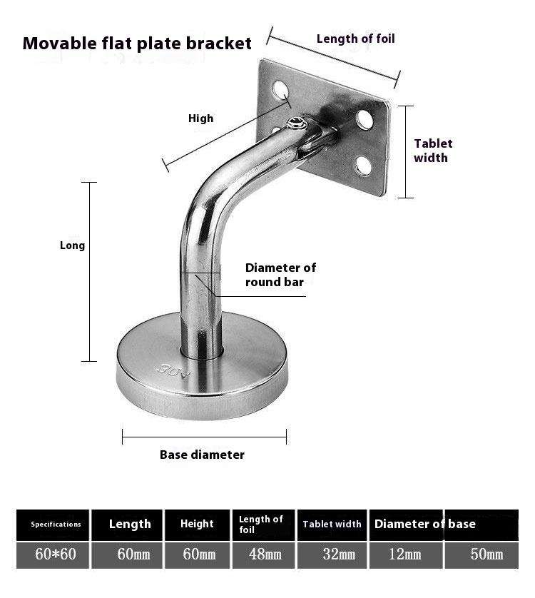 Support Hand Rail Stair Railing Guardrail Accessories Stainless Steel Handrail Bracket Wall Mounted Bracket