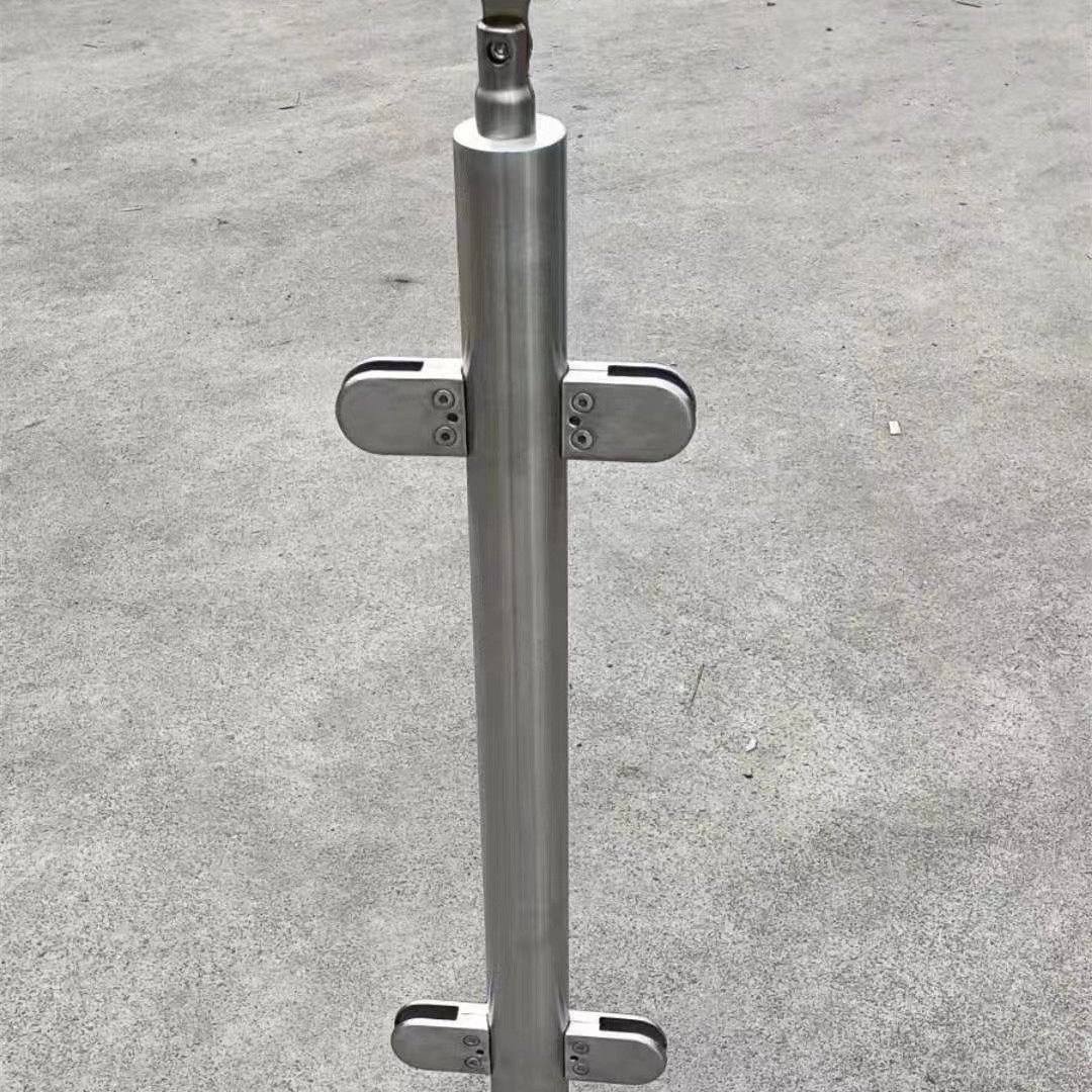 Outdoor Decking Fence Glass Balustrade Round Tube Glass Railing Post