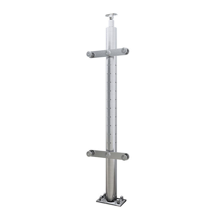 Glass Balustrade Post with Stainless Steel Handrail square Tube or Round Fence Post Balustrade with Tempered Glass - ID 1601833963126