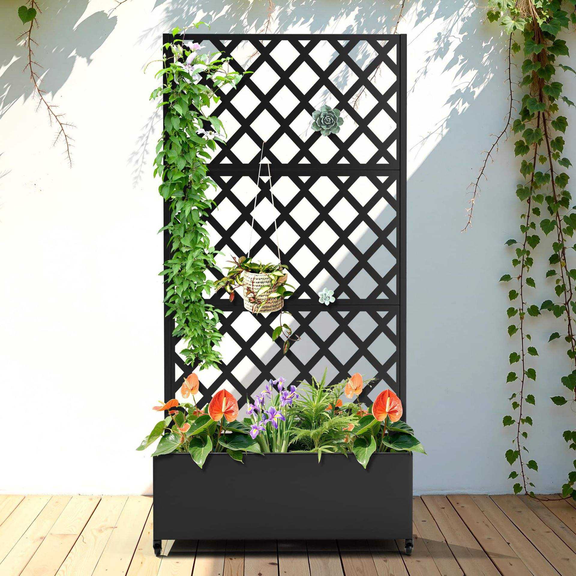 Metal Outdoor Privacy Screens Fencing Freestanding Patio Privacy Screen With Stand Fence Panels for Outside - ID 1601799618568