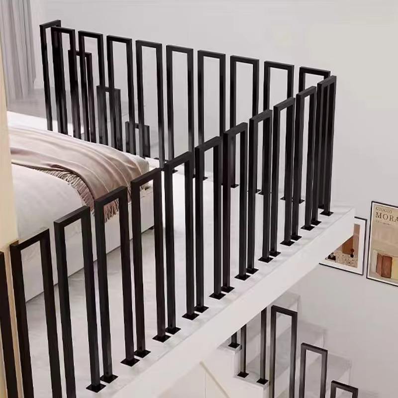 Modern Black Metal Stair Railings: Sleek Geometry and Durability for Contemporary Home Staircases - ID 1601875825282