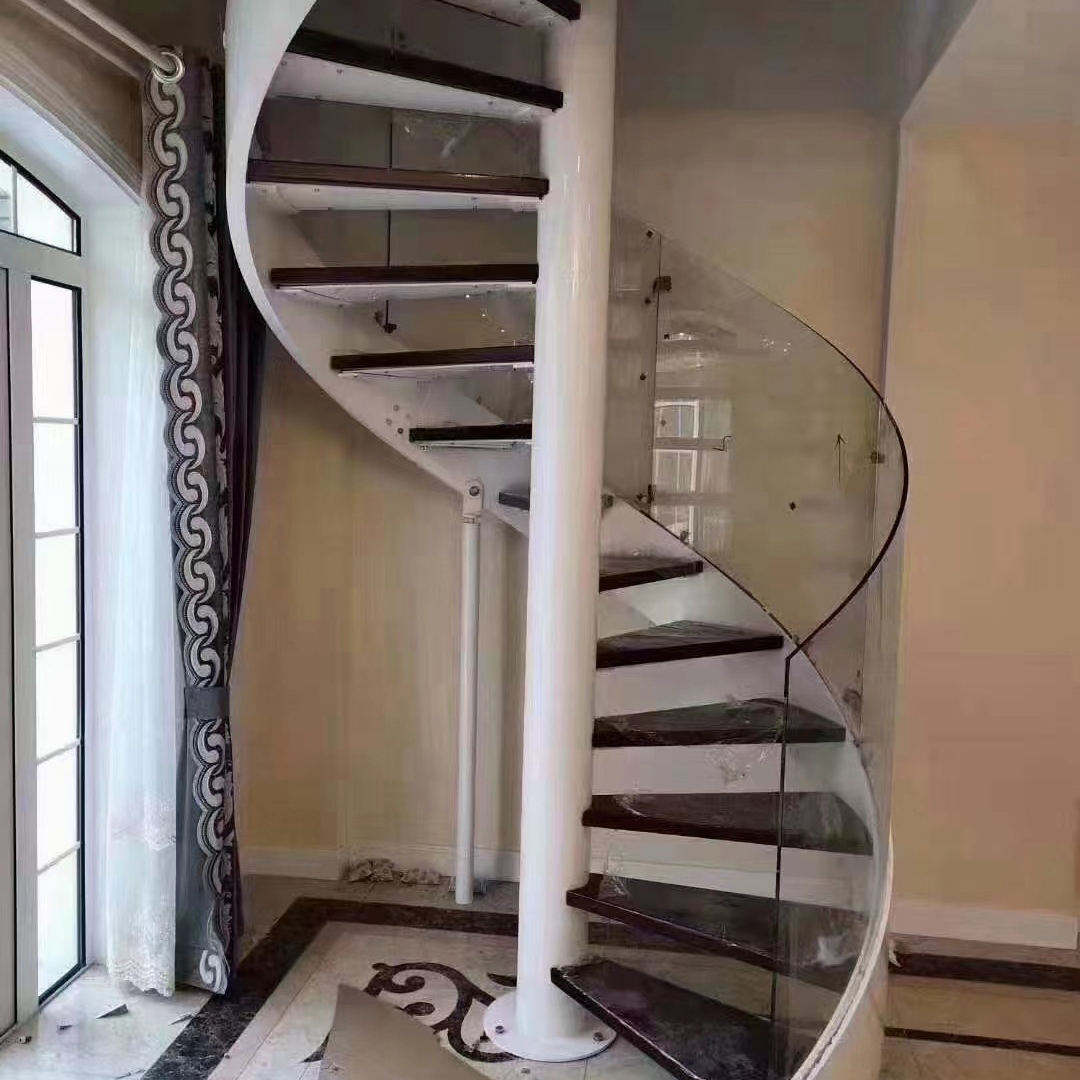 Custom Luxury Spiral Staircase Stair Indoor Outdoor Steel Stair Treads Metal Spiral Staircase With Wooden Step - ID 1601799983337