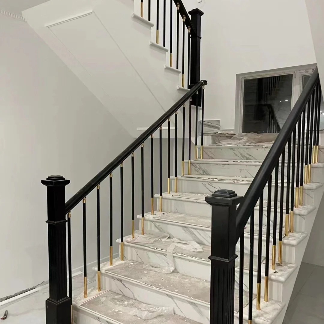 High Quality Hollow Matt Black Roman Pole Wrought Iron Spindles for Indoor Decoration