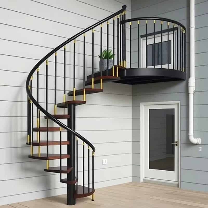 Spiral Staircase Narrow Space Customized Spiral Staircase With Glass Wooden Stone Carbon Steel Steps