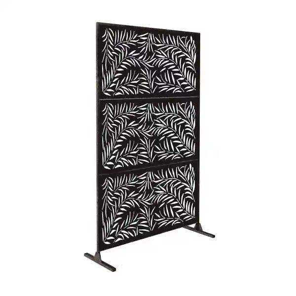 Metal Outdoor Privacy Screen with Stand Decoative Privacy Screen Fence Panels Freestanding for Outside Patio Garden Backyard