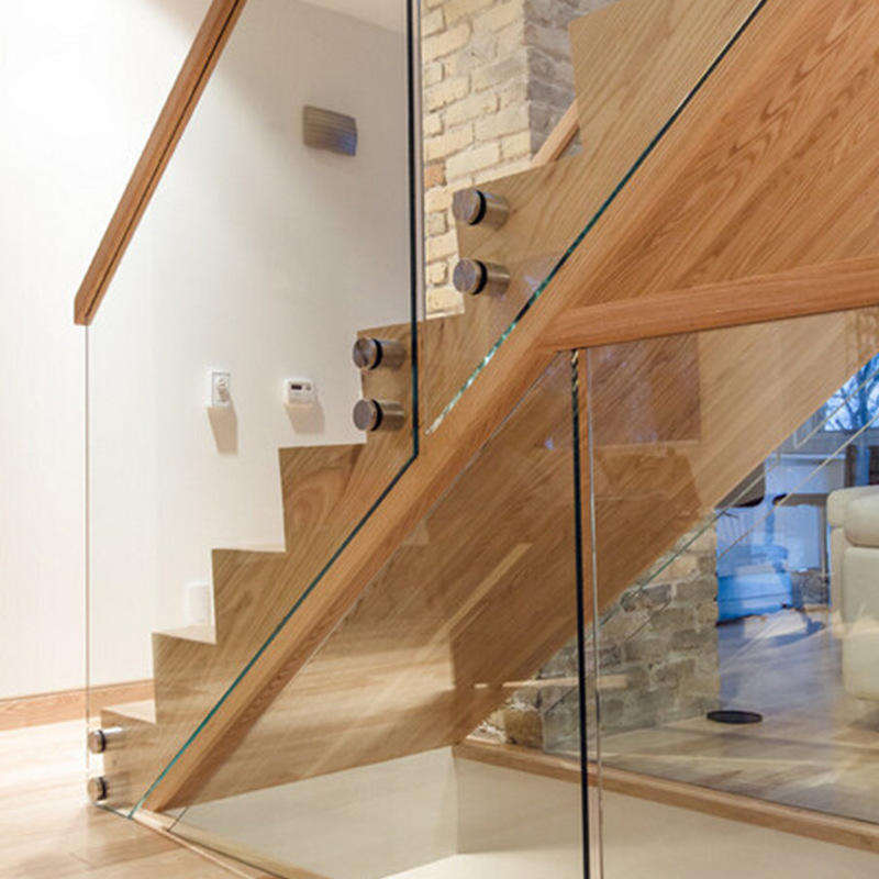 North American Modern Steel Stair Interior Straight Floating Staircase With Wood Tread and Tempered Glass Railing