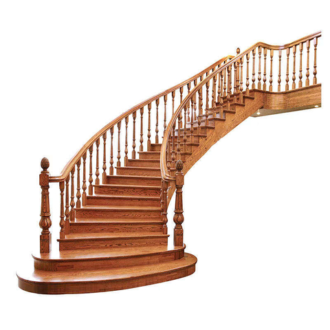 Manufacturer Direct Sales Classic Arc Stair High Quality Solid Wood Indoor Staircase for Villa & Hotel Use