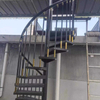 Modern Indoor Outdoor Use Simple Design Apartment Stainless Steel Step Wrought Iron Wooden Treads Spiral Staircase