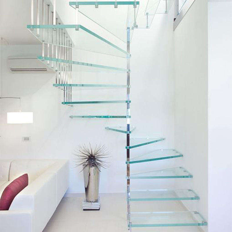 One Stop Service Tempered Laminated Glass Staircase Floating Staircase Safety Glass Railing Stairs