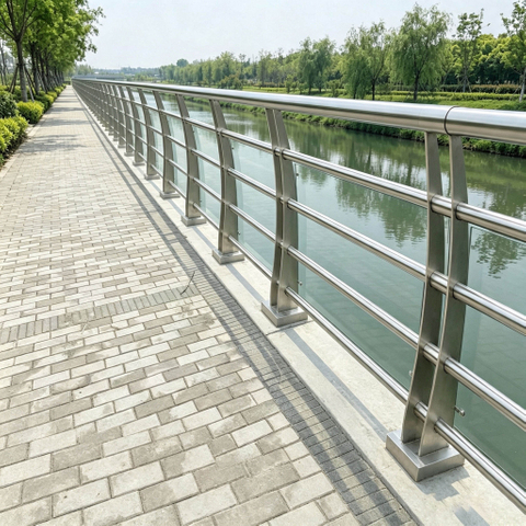 Modern River Embankment Landscape Guardrail Bollard Stainless Steel Outdoor Villa