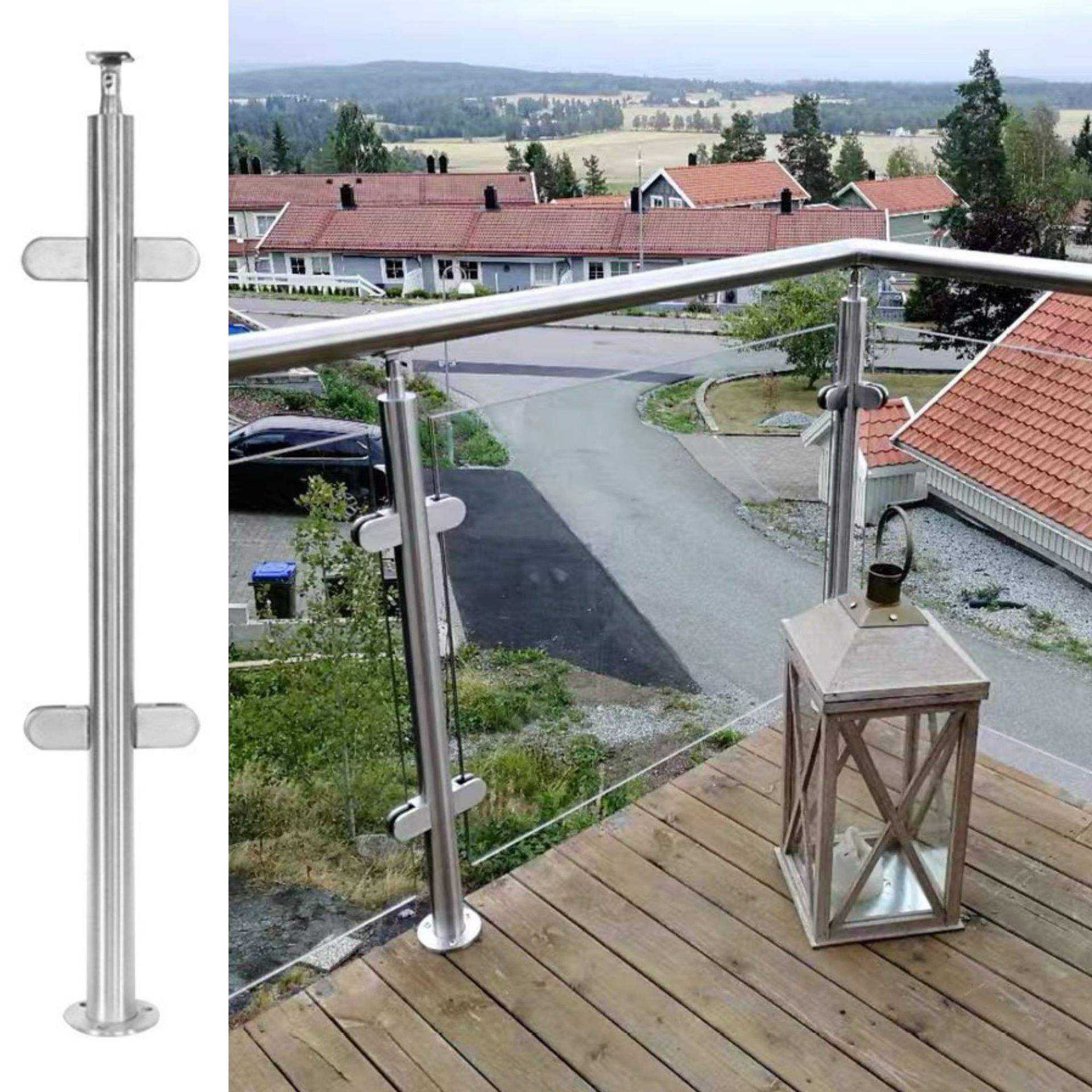 Glass Railing Post End Mid Corner Post Balustrade Stainless Steel Railing Fence Handrail Fence Balcony Deck Stairs Glass Panels