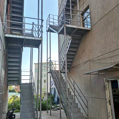 Factory Supply Steel Stairs Step Treads Outdoor High Quality Galvanized Fire Escape Steel Stair