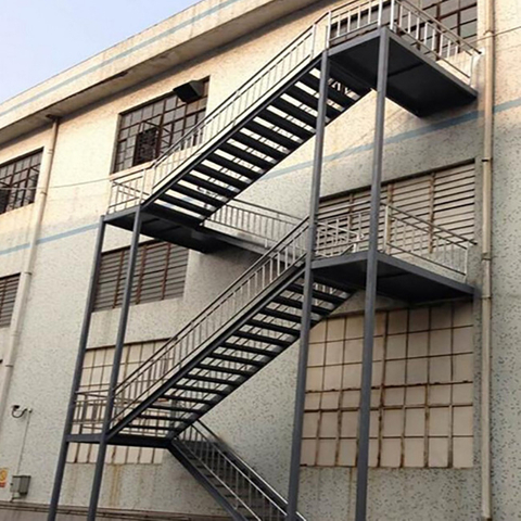 Outdoor Customized Steel Structure Glass Wrought Iron Metal Villa Balcony Fire Escape Stairs