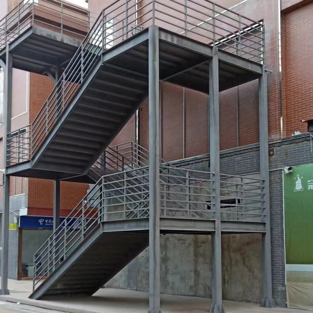 Hot Sale Outdoor Metal Building Material Fire Escape Stairs & Outdoor Metal Staircase Fire Escape for Warehouse Stairs