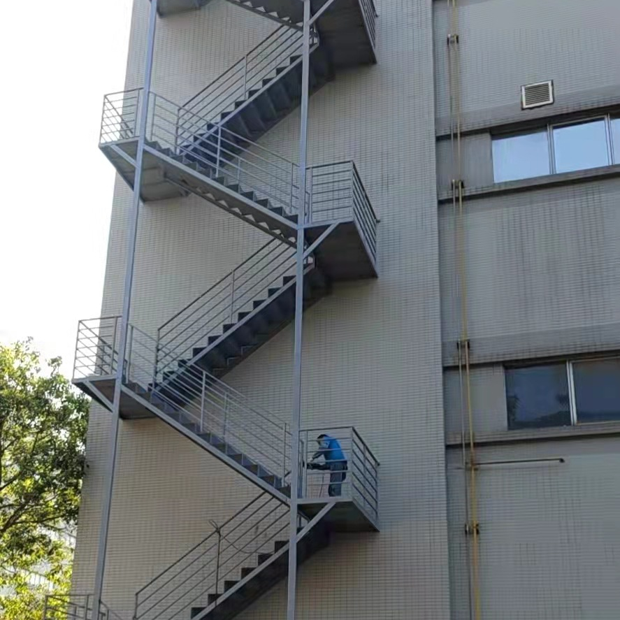 Exterior Wall Stairs Simple Steel Straight Ladder Safe Anti-slip Customized Stainless Steel Stairs