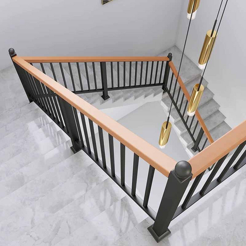 Stair Handrail Solid Wood Nordic Wrought Iron Beech Wood Balcony Guardrail Attic Railing DIY Staircase - ID 1601923324862