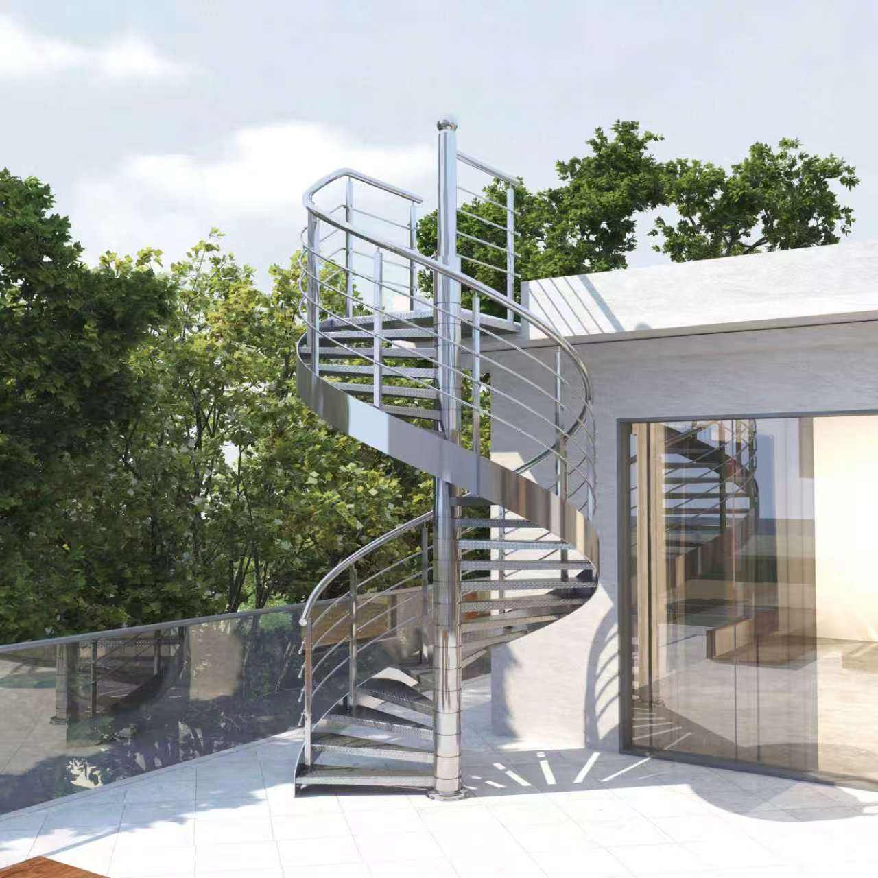 Top Sale Mild Steel Iron Glass Indoor Stair Used Spiral Staircase Design - ID 1601823306558