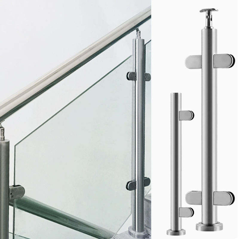 Glass Balustrade Post with Stainless Steel Handrail square Tube or Round Fence Post Balustrade with Tempered Glass - ID 1601791362320