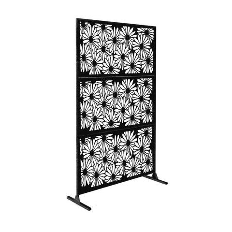 Metal Outdoor Privacy Screen with Stand Decoative Privacy Screen Fence Panels Freestanding for Outside Patio Garden Backyard
